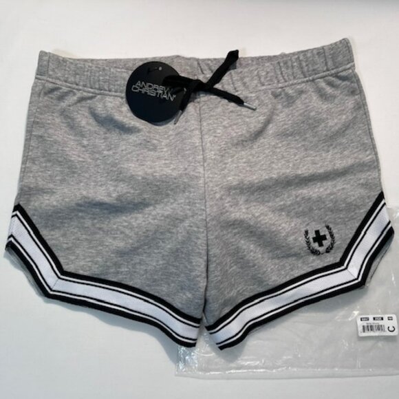 Andrew Christian Size "M" Cotton Poly Blend Gym/Workout Shorts -Gray/Black/White - Picture 1 of 9